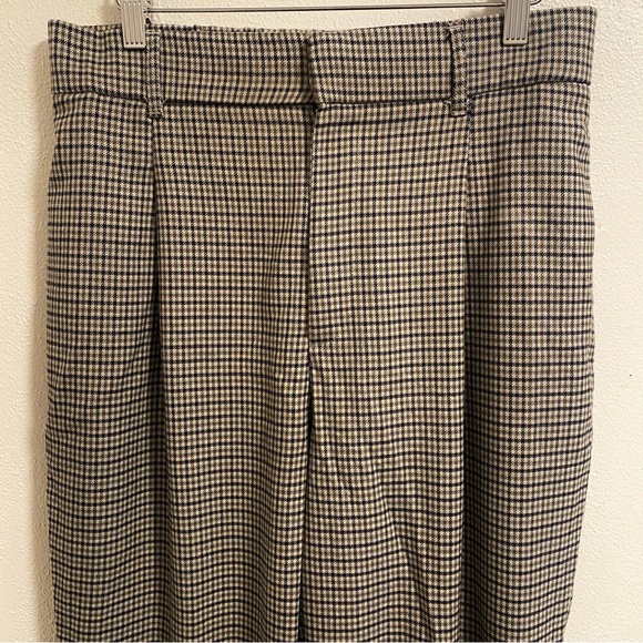 Zara Plaid Straight Leg Trousers Size Large - Picture 2 of 8